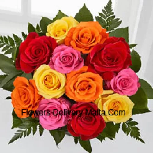 Bunch Of 11 Mixed Colored Roses